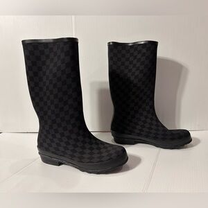 L.L. Bean Willie checkered tall rain boots women size 10